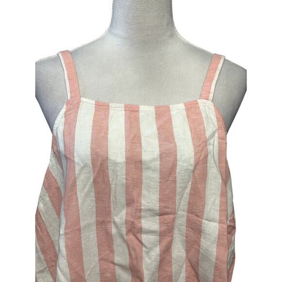 Abound Crop Tank Top Striped Sleeveless Pullover Linen Blend White Pink W L NWOT - Picture 2 of 8